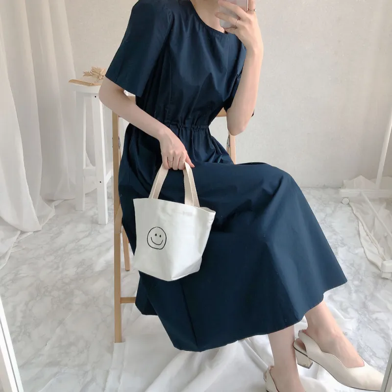 MKBY Short Sleeved Dress Women's Navy Blue-5