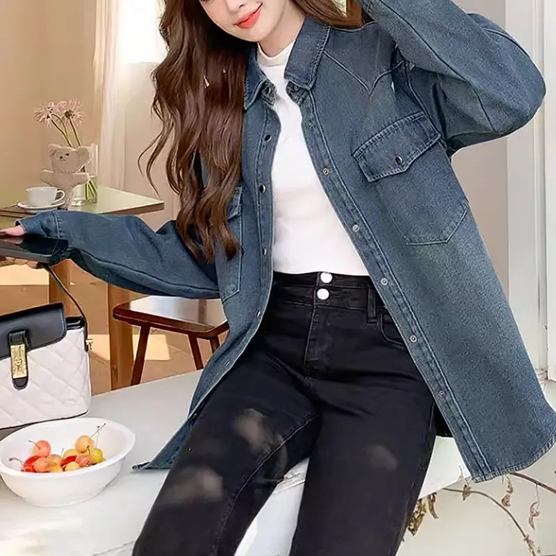 MKBY Denim Jackets Women's Blue Fleece Lined-7