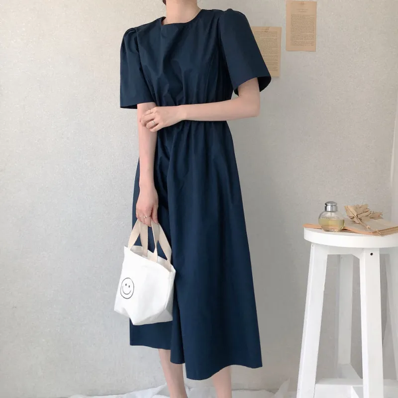 MKBY Short Sleeved Dress Women's Navy Blue-3