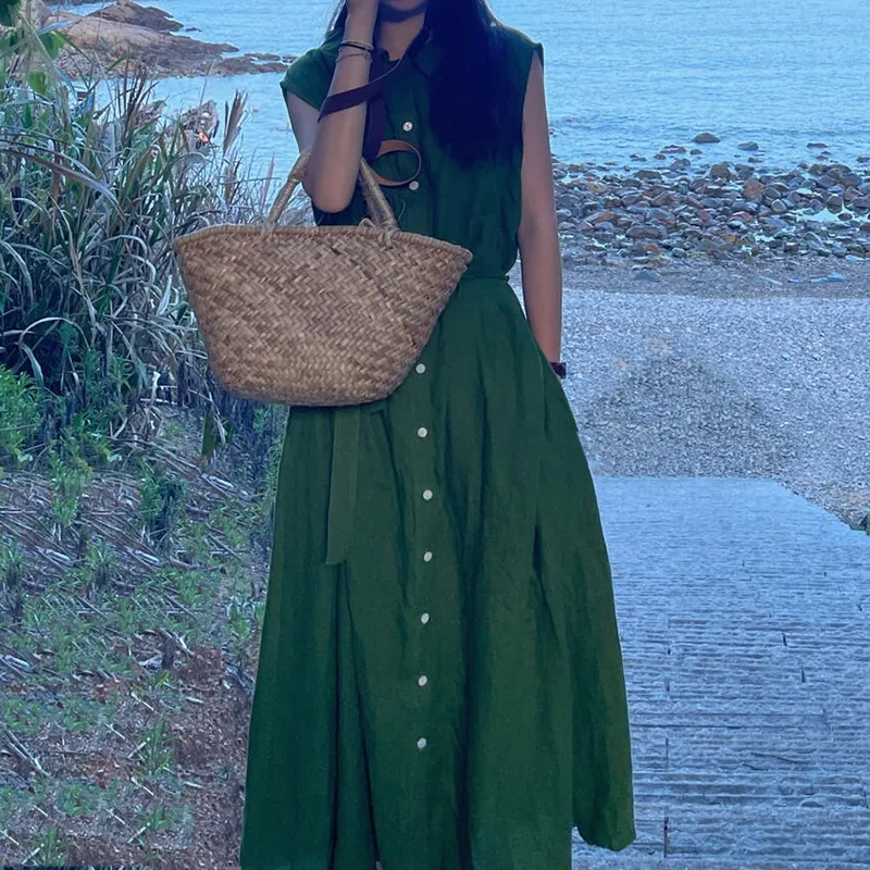MKBY Sleeveless Dress Women's Green-5