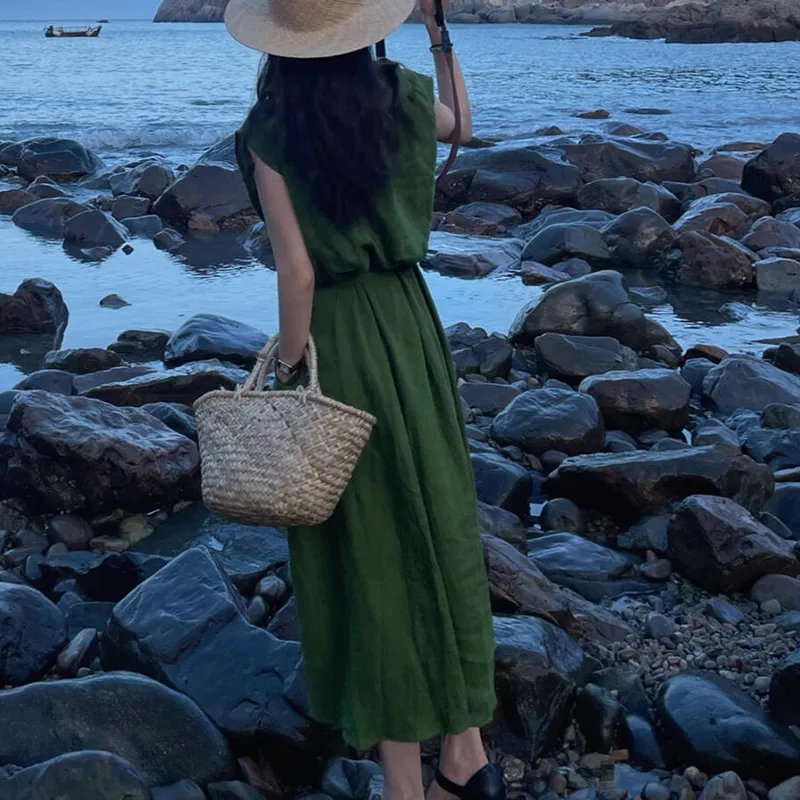 MKBY Sleeveless Dress Women's Green-3
