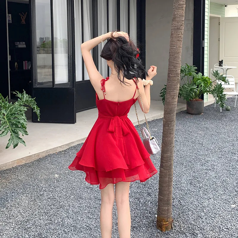 MKBY Slip Dresses Women's Red-2