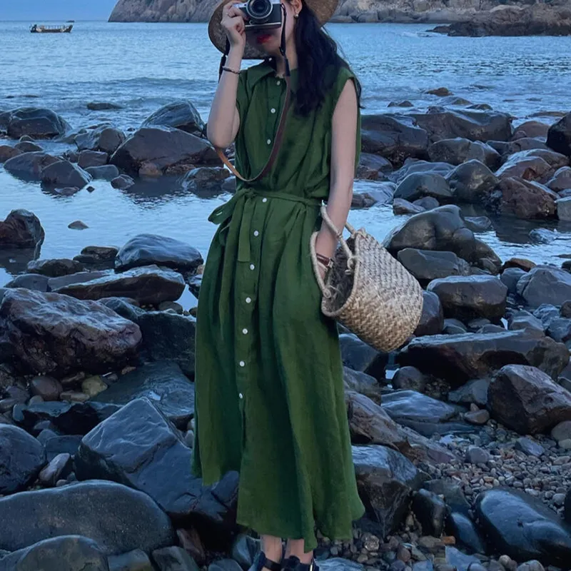 MKBY Sleeveless Dress Women's Green-2