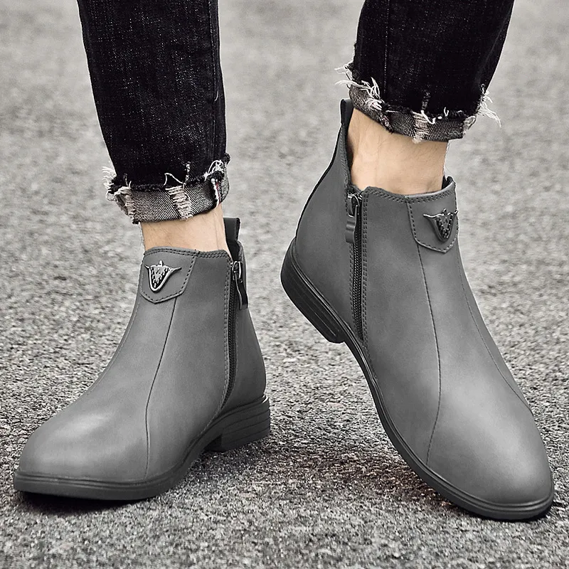 AIPSEN Short Chelsea Boots Men's Gray-4