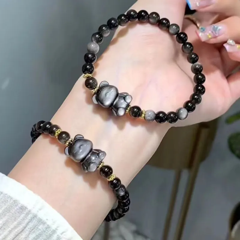 VIVIWELL Natural Obsidian Bracelets Unisex-1
