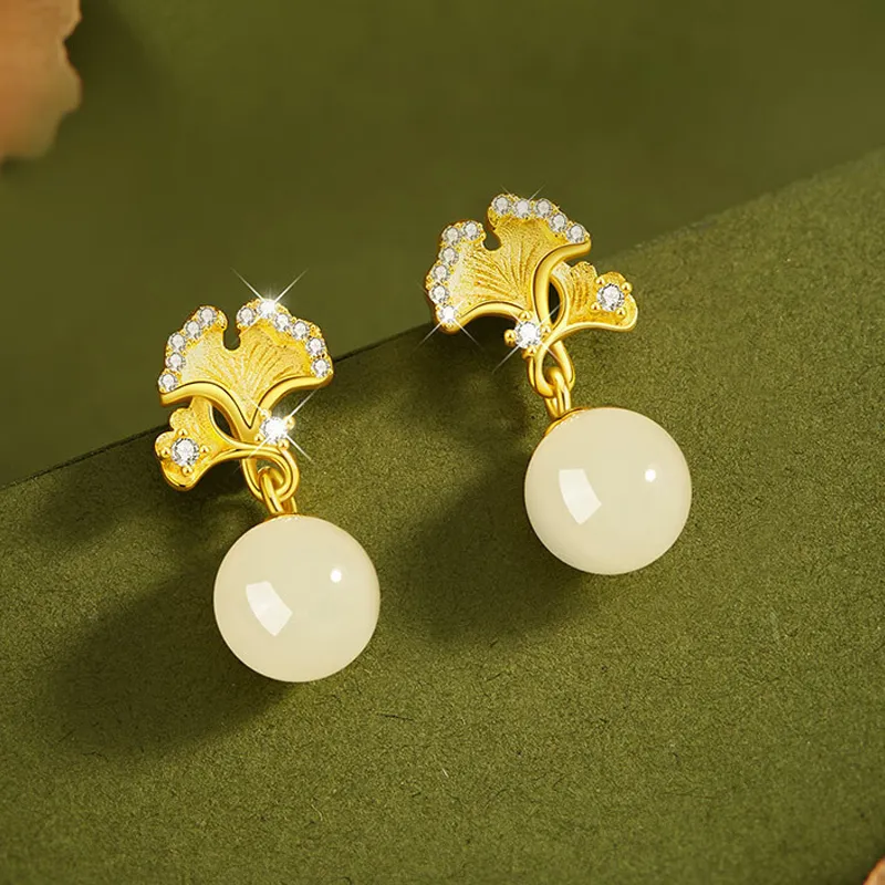 VIVIWELL Earrings White Jade Women's-1