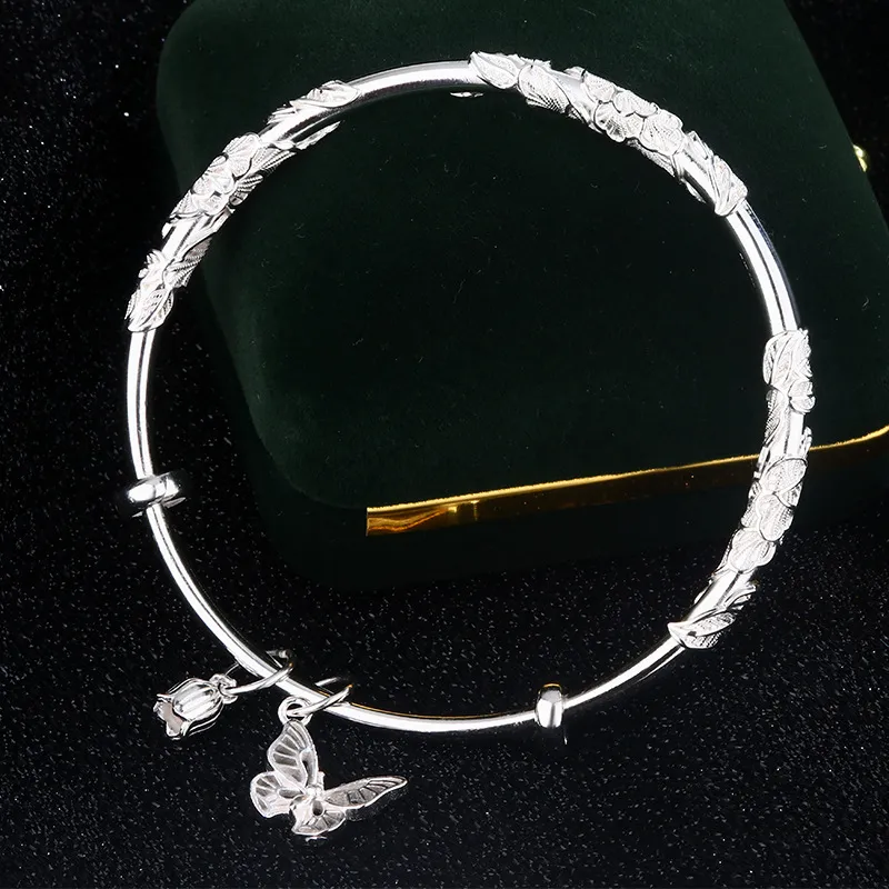 YINSHANGYA S999 Fine Silver Bangles Women's-3