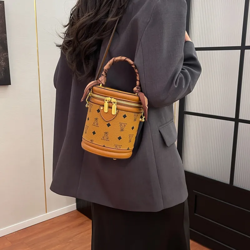 Bywhich PU Bucket Bag, Shoulder Crossbody Handbag Women's Brown-3