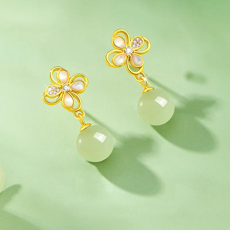 VIVIWELL Earrings Green Jade Women's-2