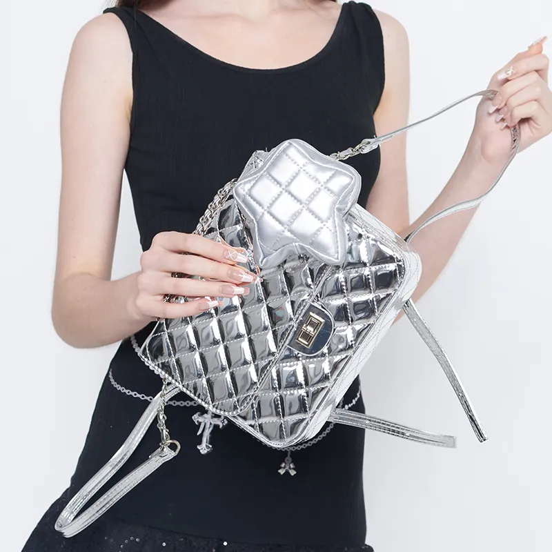 Bywhich PU Backpack Regular Women's Silver-6