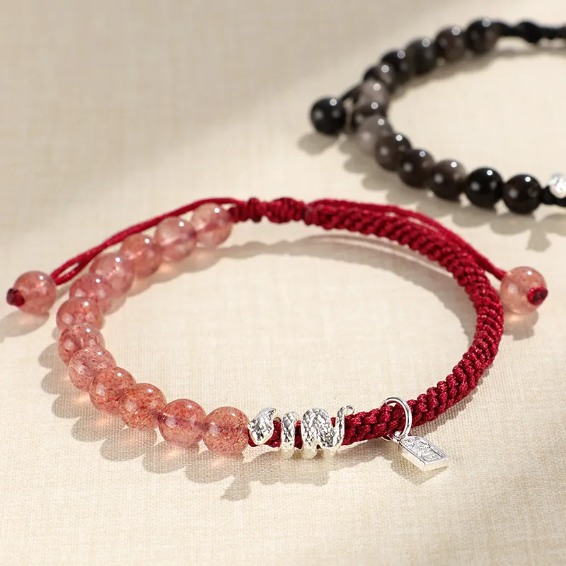 VIVIWELL Strawberry Crystal Woven Hand Rope Unisex-8
