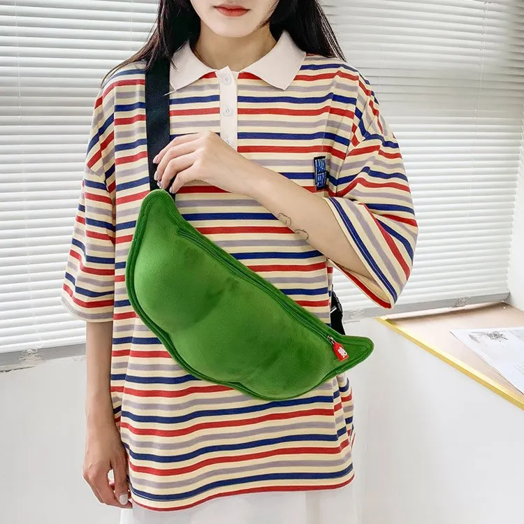 Bywhich Plush Crossbody Bag Fanny Pack Sling Bag Regular Unisex Green-2