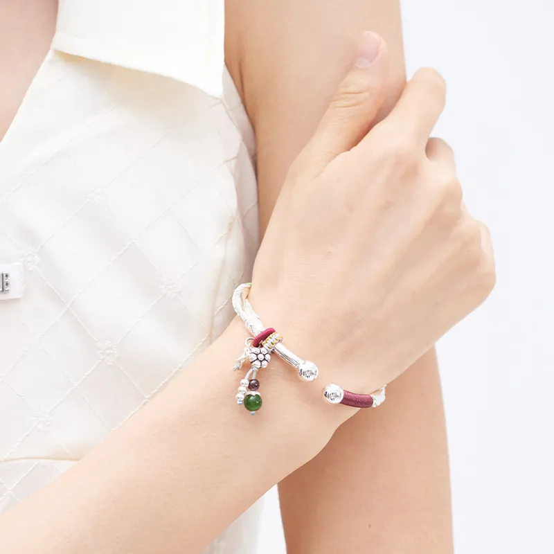 YINSHANGYA S999 Fine Silver Bangles Women's-2