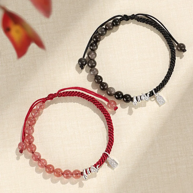 VIVIWELL Strawberry Crystal Woven Hand Rope Unisex-7