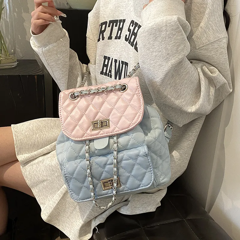 Bywhich PU Backpack Regular Women's Pink Blue-4