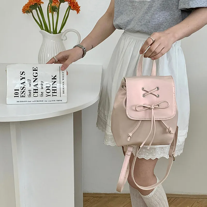 Bywhich PU Backpack Regular Women's Pink/White-4