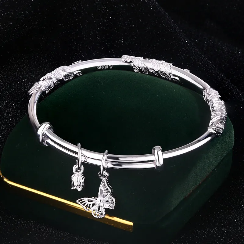 YINSHANGYA S999 Fine Silver Bangles Women's-4