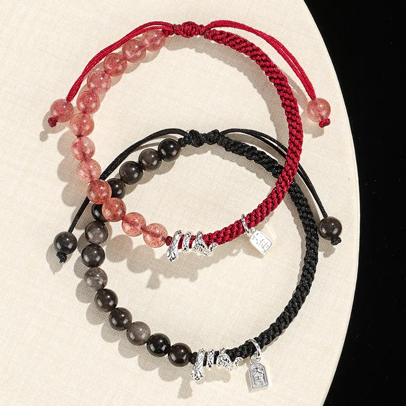 VIVIWELL Strawberry Crystal Woven Hand Rope Unisex-9