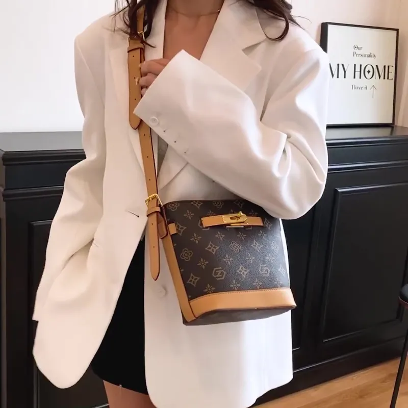 Bywhich PU Bucket Bag, Shoulder Bag, Crossbody Bag Women's Brown-2