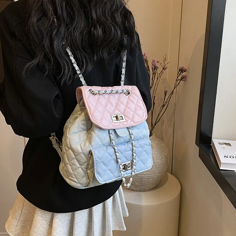 Bywhich PU Backpack Regular Women's Pink Blue-1