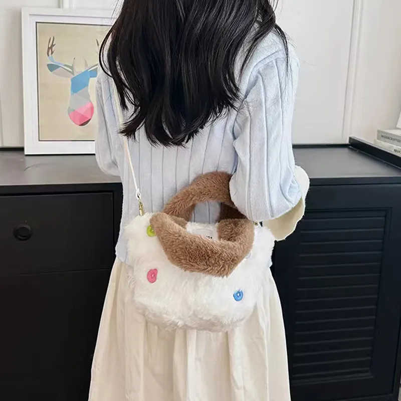 Bywhich Plush Shoulder Bag Crossbody Bag Handbags Women's White-3