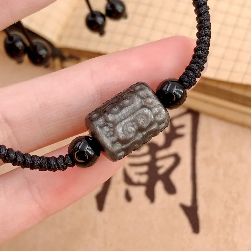ASTAR HADES Silver Sheen Obsidian Bracelets Unisex-2