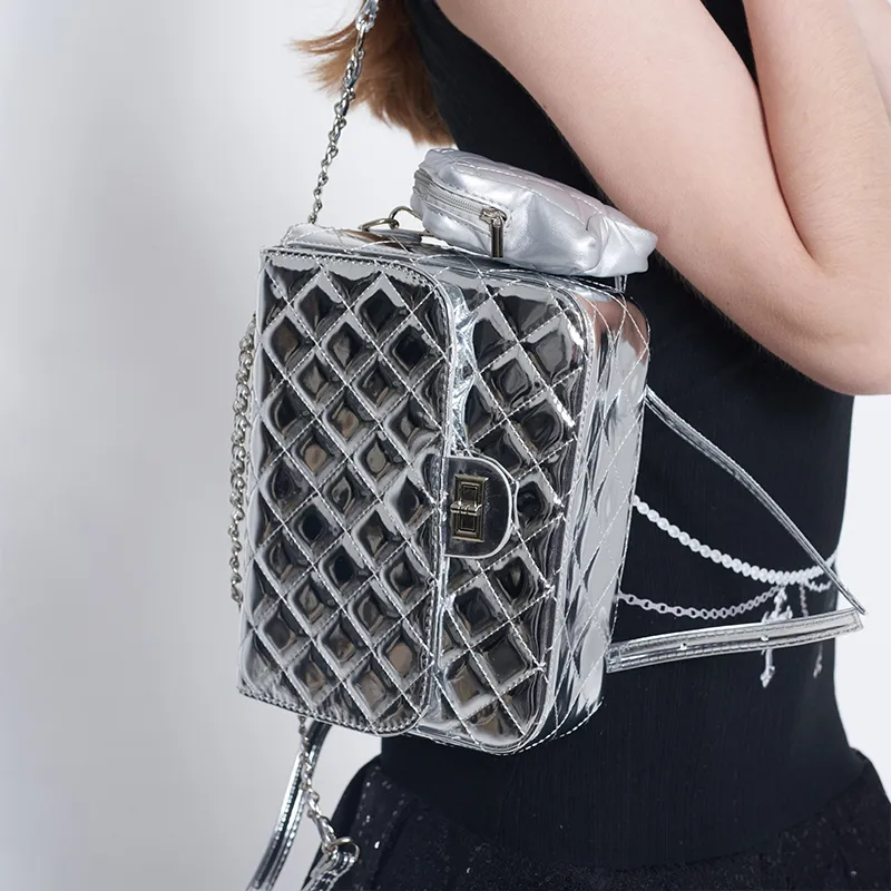 Bywhich PU Backpack Regular Women's Silver-7