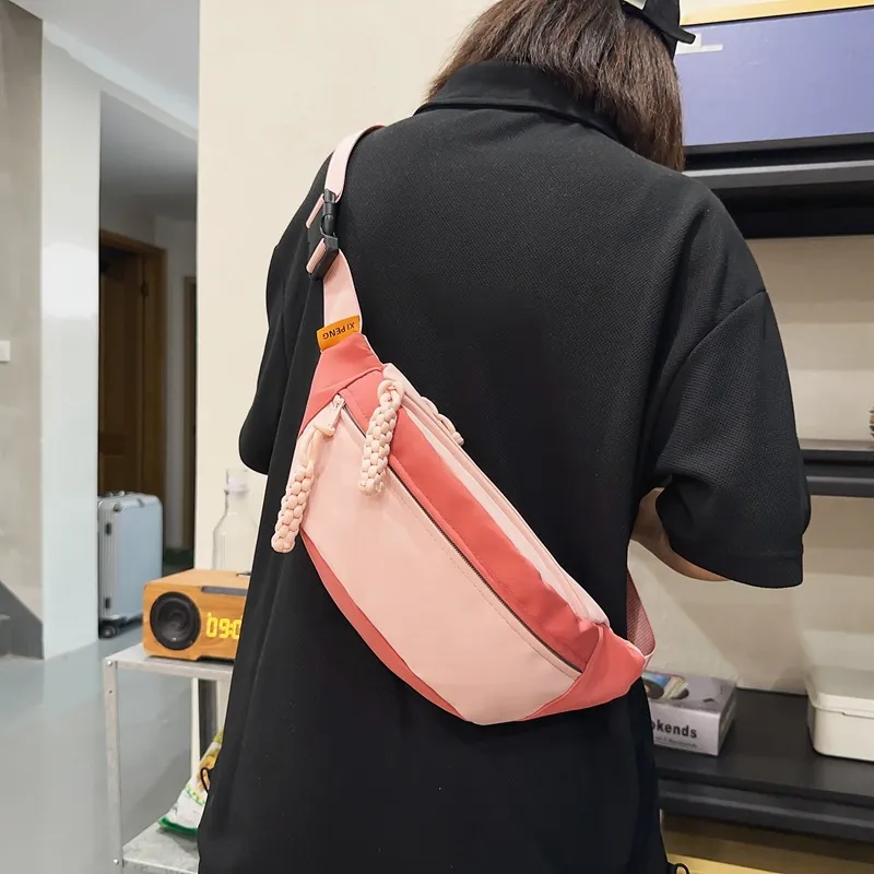 Bywhich Nylon Sling Bag Unisex Dark Red/Black/Gray/Pink-9