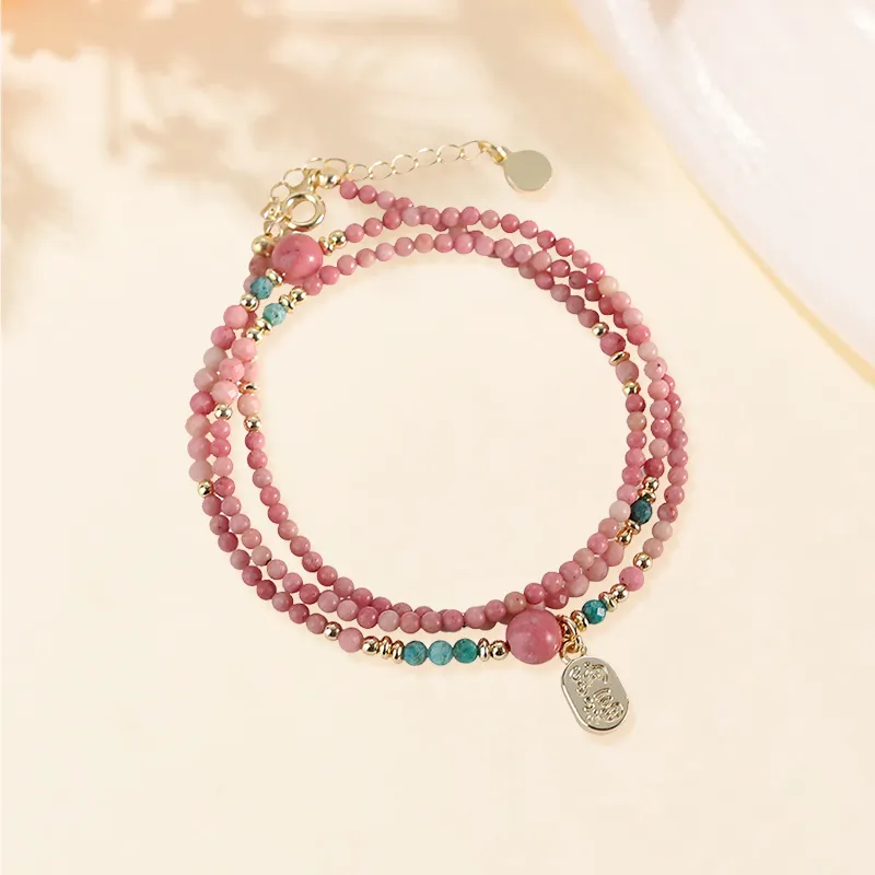 VIVIWELL Red Pattern Stone Bracelets Women's-1