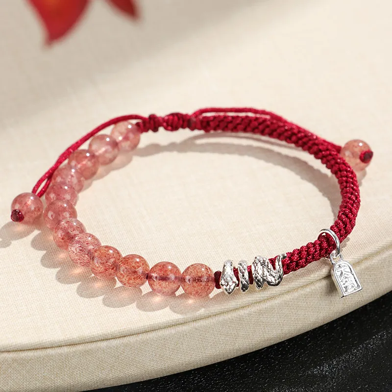 VIVIWELL Strawberry Crystal Woven Hand Rope Unisex-2