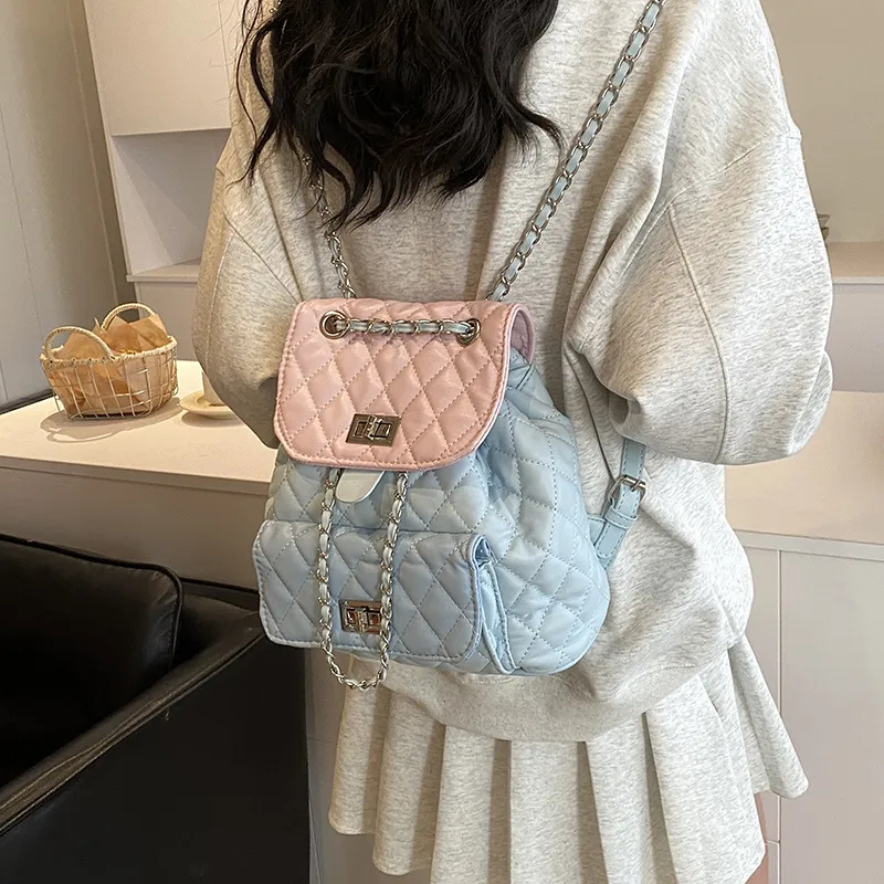 Bywhich PU Backpack Regular Women's Pink Blue-3