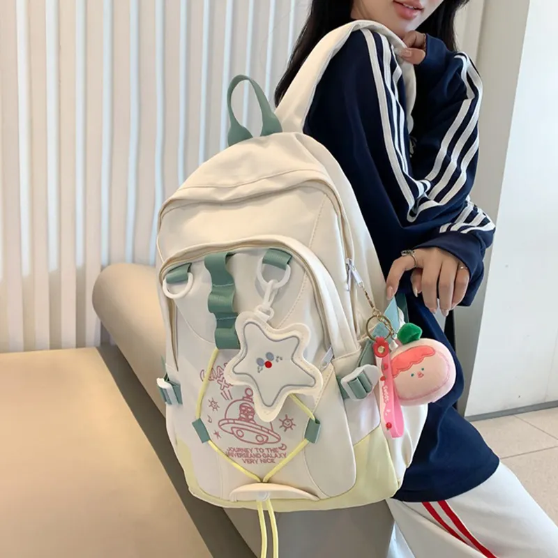 Bywhich Nylon Backpack Women's Yellow/Mint Green/Dark Purple/Gray-1