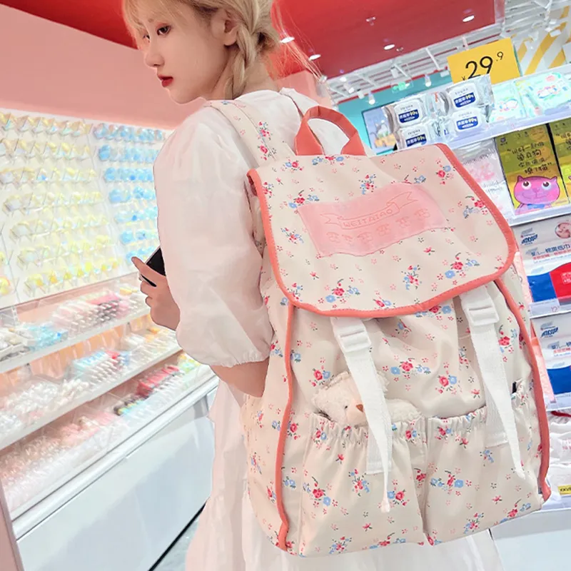 Bywhich Nylon Backpack Women's Pink/Blue/White-1