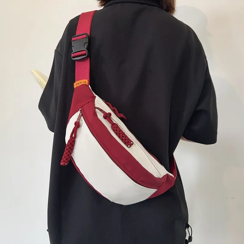 Bywhich Nylon Sling Bag Unisex Dark Red/Black/Gray/Pink-1