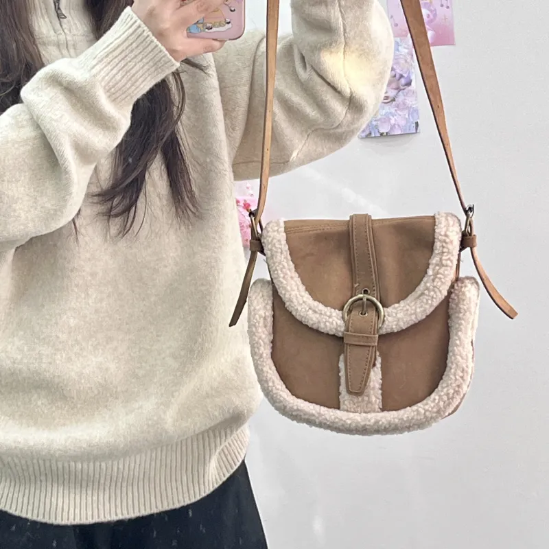 Bywhich Polyester Saddle Bags Shoulder Bags Regular Women's Khaki-4