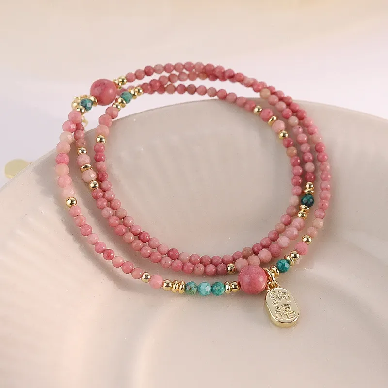 VIVIWELL Red Pattern Stone Bracelets Women's-3