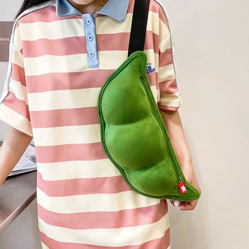 Bywhich Plush Crossbody Bag Fanny Pack Sling Bag Regular Unisex Green-3