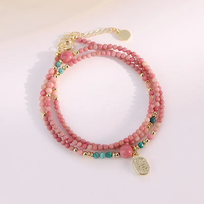 VIVIWELL Red Pattern Stone Bracelets Women's-4