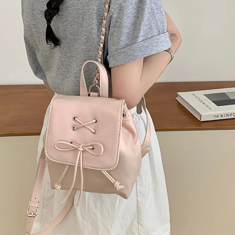 Bywhich PU Backpack Regular Women's Pink/White-3