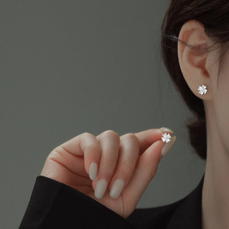 YINSHANGYA 999 Fine Silver Stud Earrings Women's-2