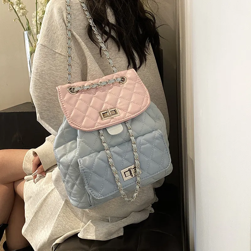 Bywhich PU Backpack Regular Women's Pink Blue-2