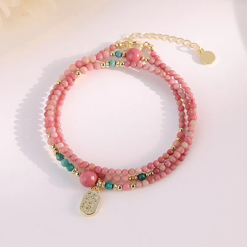 VIVIWELL Red Pattern Stone Bracelets Women's-5