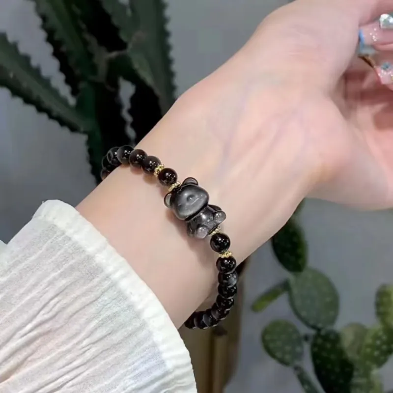 VIVIWELL Natural Obsidian Bracelets Unisex-2