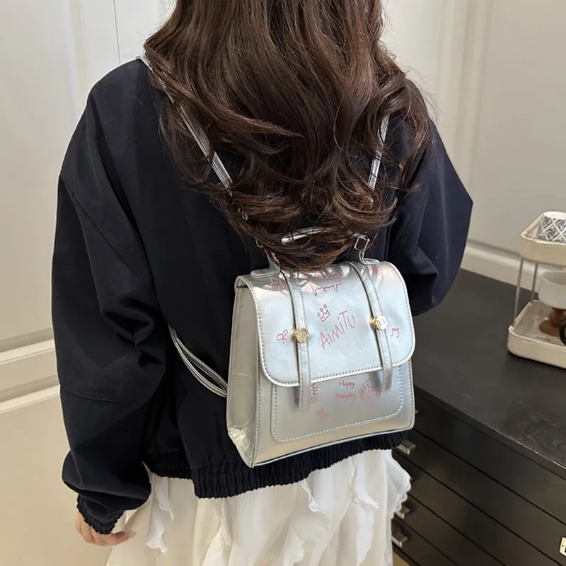 Bywhich PU Backpack Regular Women's Pink/Silver-7