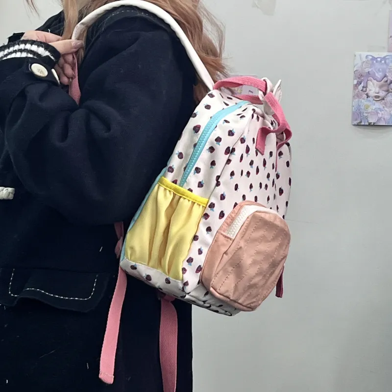Bywhich Cotton Backpack Regular Women's White Pink-1