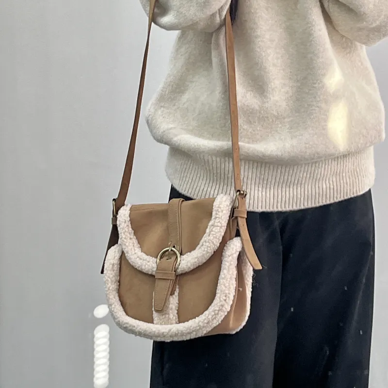 Bywhich Polyester Saddle Bags Shoulder Bags Regular Women's Khaki-3