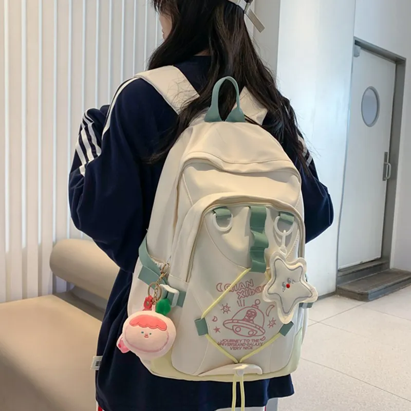 Bywhich Nylon Backpack Women's Yellow/Mint Green/Dark Purple/Gray-2