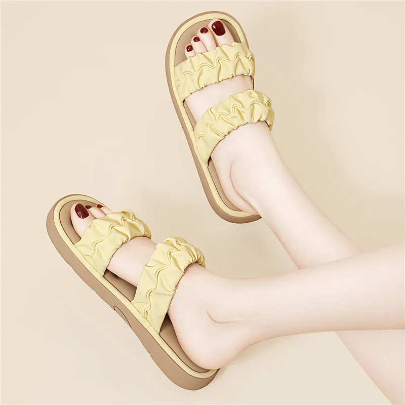 Golden Silk Rabbit Slide Slippers Women's-13