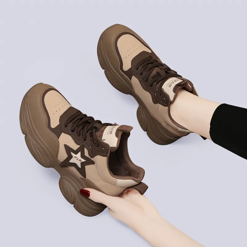 Golden Silk Rabbit Low-Top Chunky Sneakers Women's-5