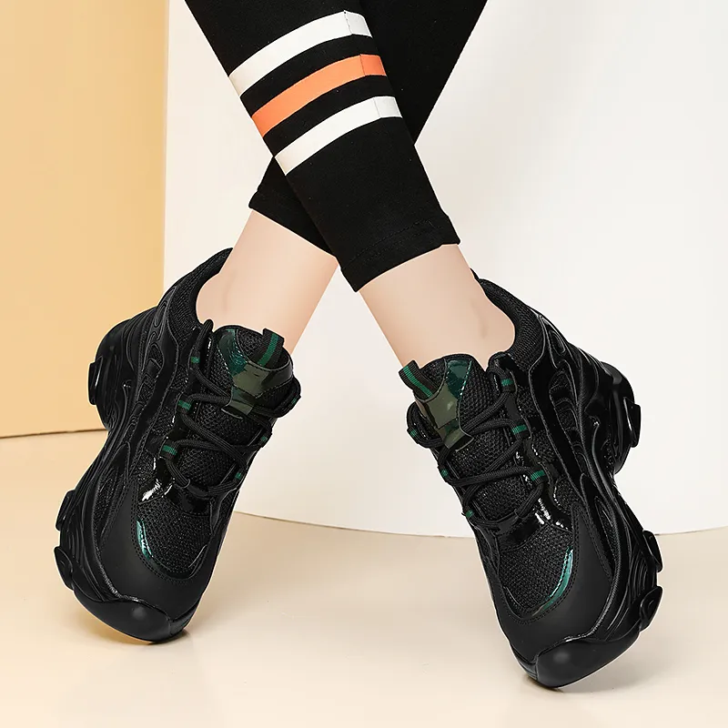 Golden Silk Rabbit Cushioning Height Increasing Breathable Low Top Chunky Sneakers Women's-8